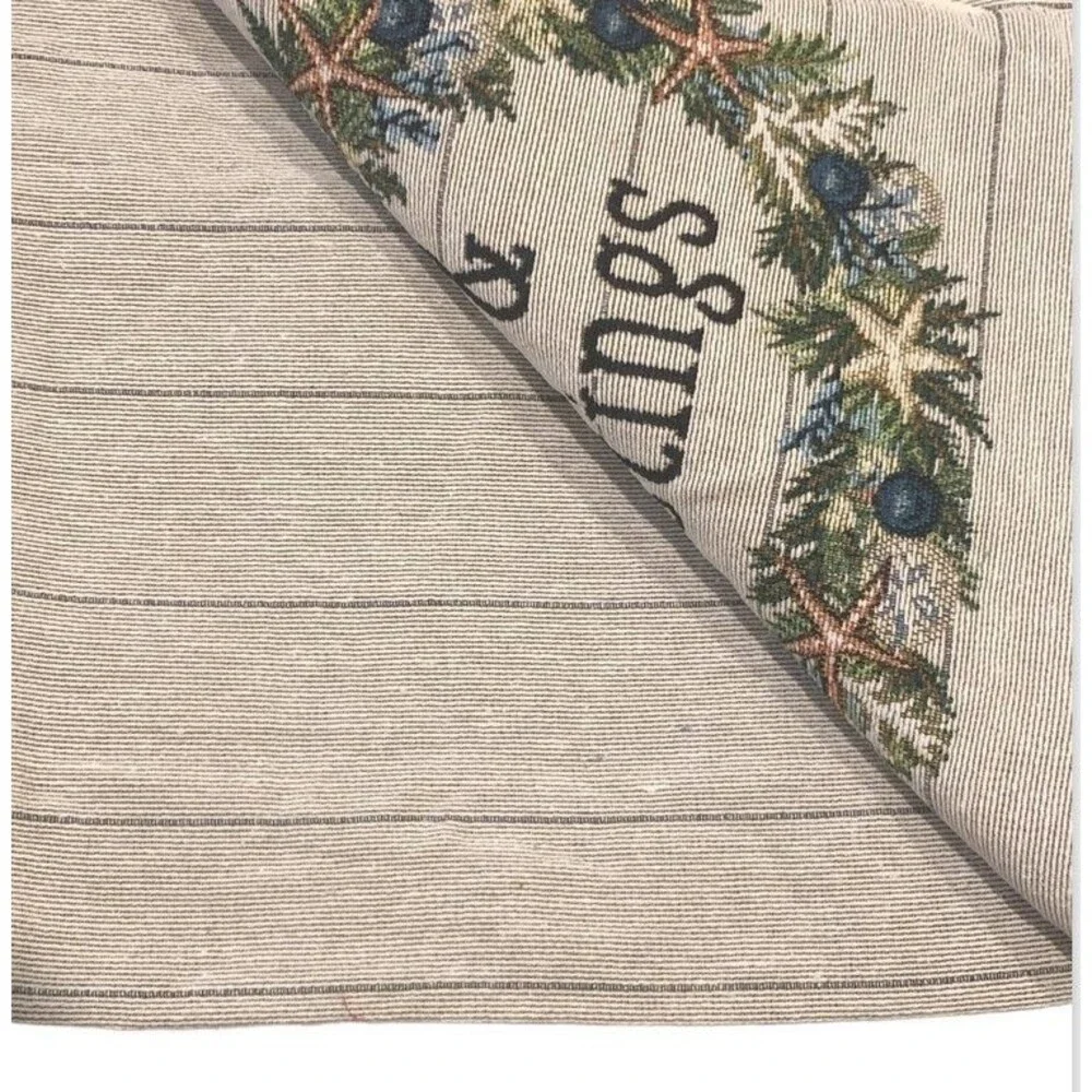 Christmas Wreath Table Runner 13x72